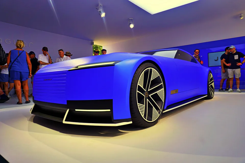 Blue concept car with geometric bodywork