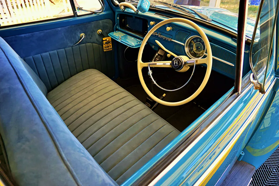Classic Volkswagen steering wheel and dashboard